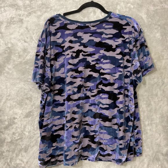 Free People We the Free Cammo velvet Tee Size S  Blue / blk Burnout Short Sleeve - Picture 3 of 9
